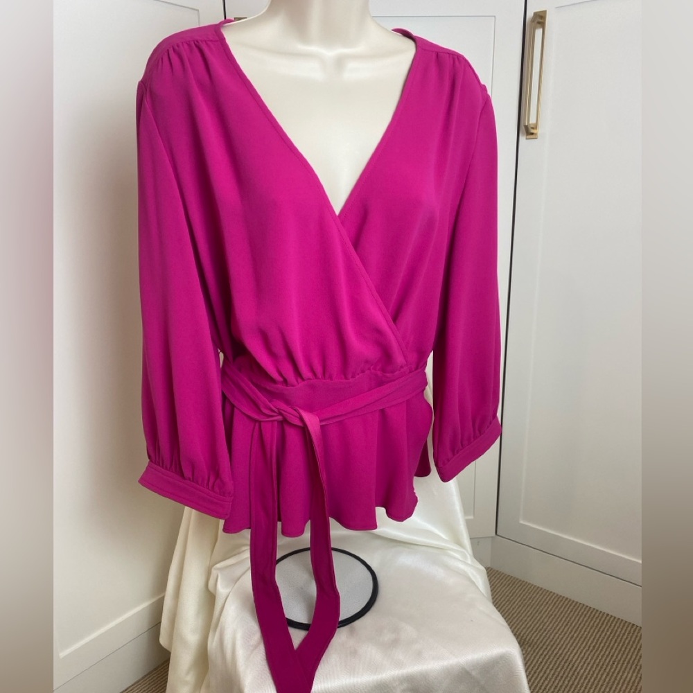 Trina Turk Magenta Wrap Blouse